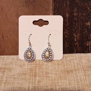 Silver Gold Tone French Wire Tear Drop Earrings